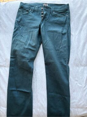 Naked & Famous Denim Teal Button-Fly Jeans